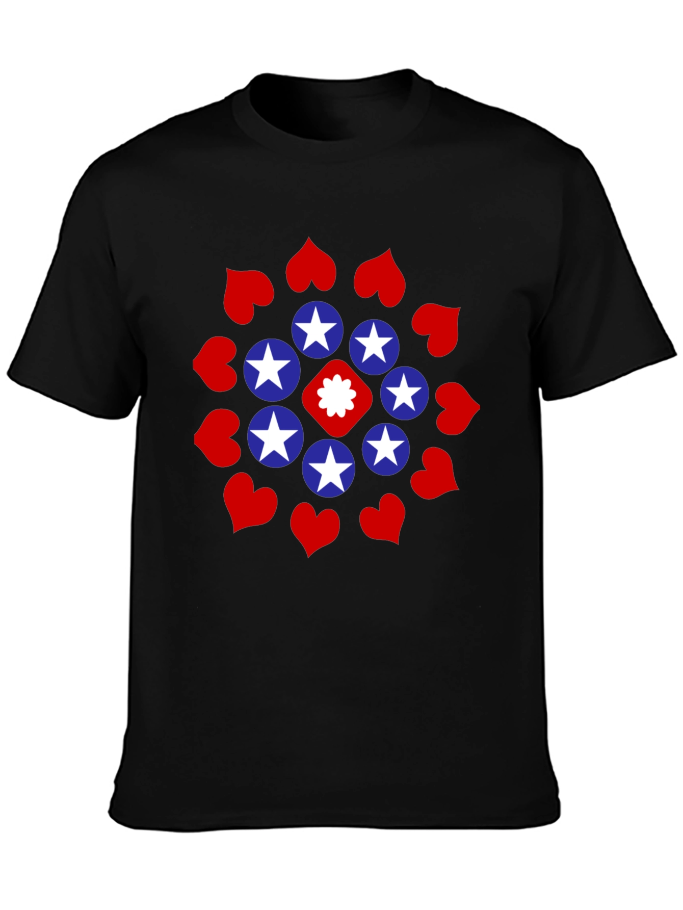 Stars and Hearts Black Graphic Tee