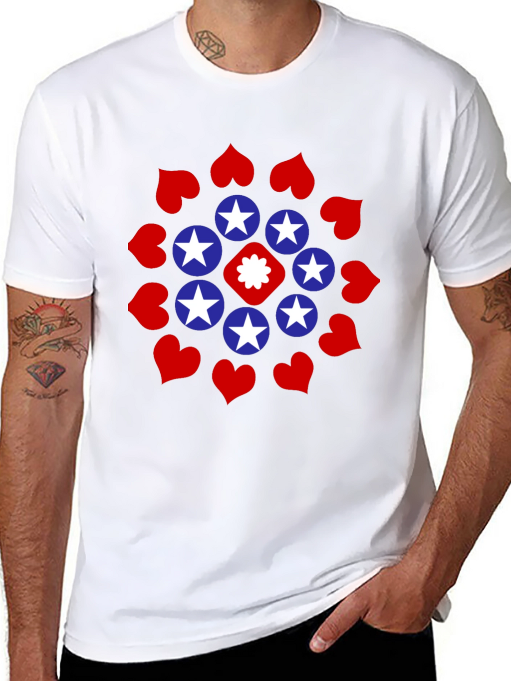 Stars and Hearts Black Graphic Tee