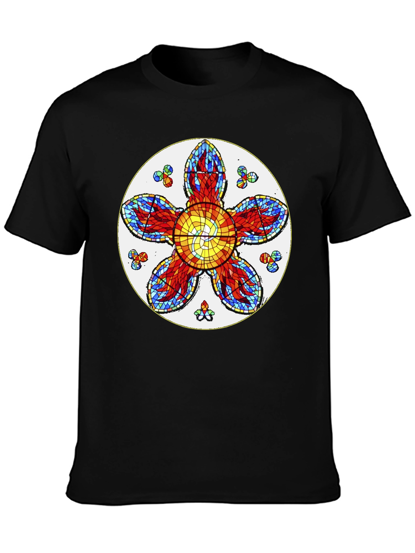 Floral Stained Glass Graphic Tee - Unique Design