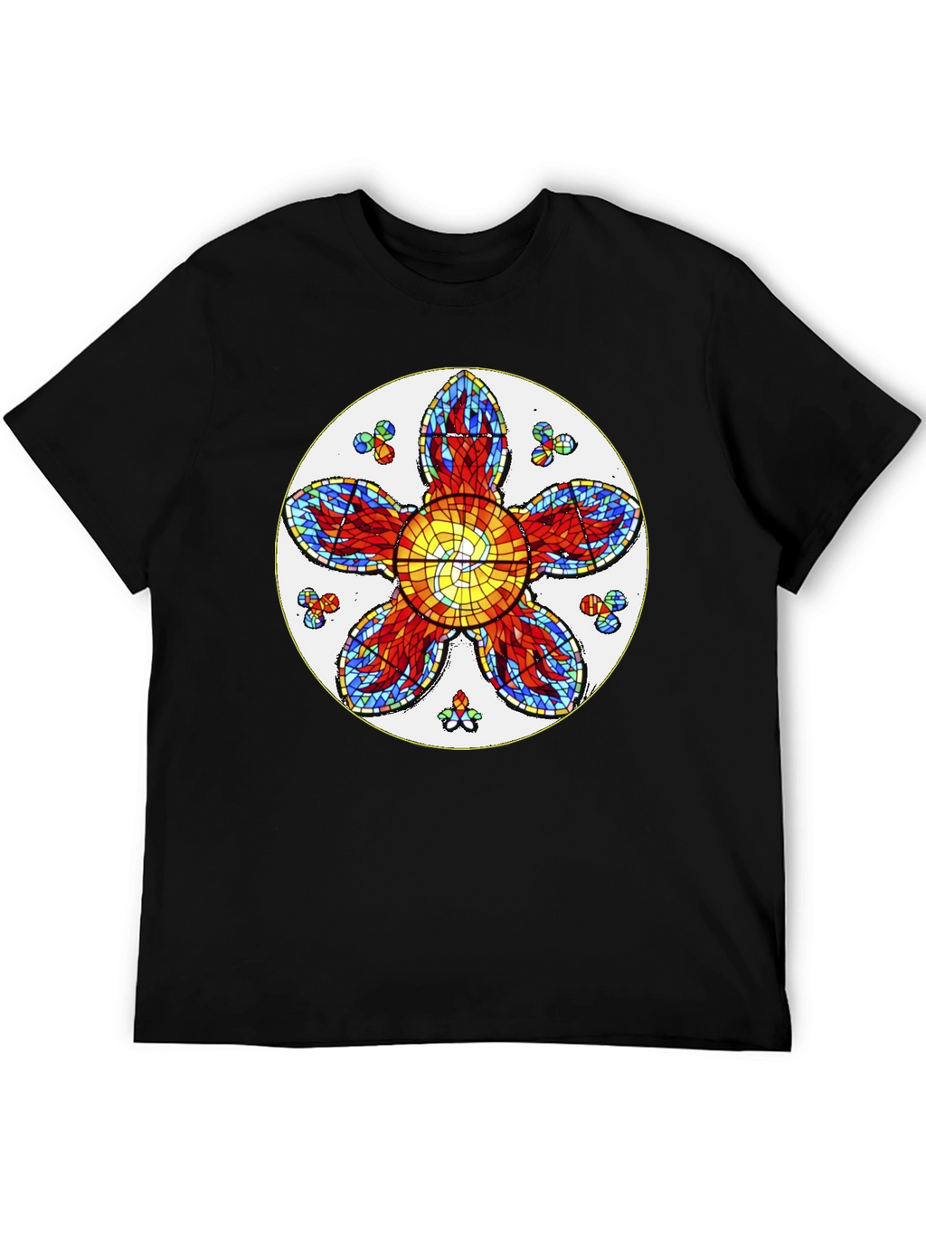 Floral Stained Glass Graphic Tee - Unique Design