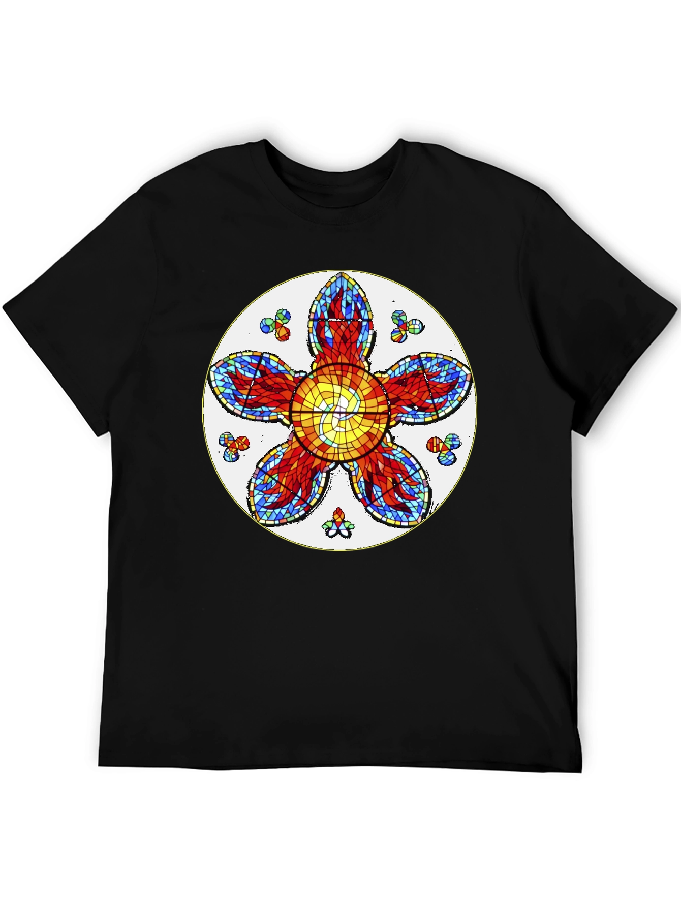 Floral Stained Glass Graphic Tee - Unique Design