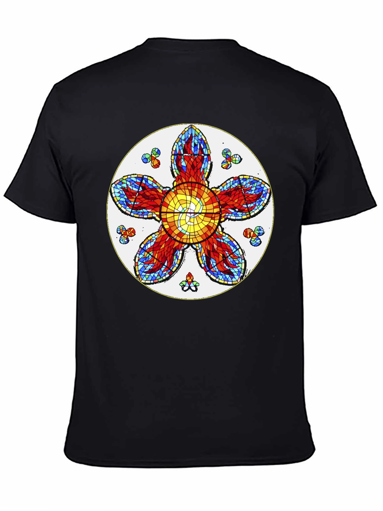 Floral Stained Glass Graphic Tee - Unique Design