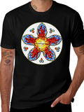 Floral Stained Glass Graphic Tee - Unique Design