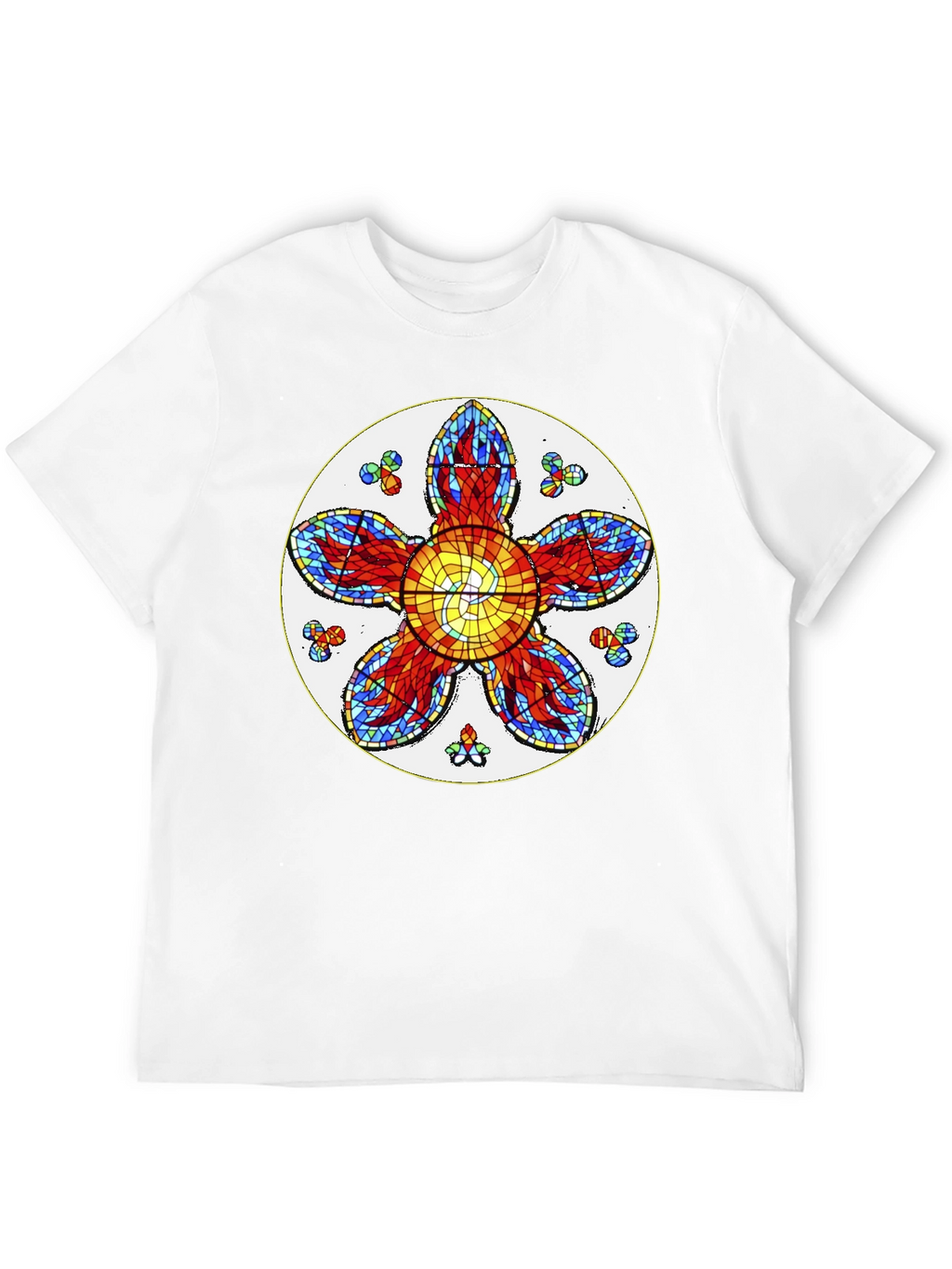 Floral Stained Glass Graphic Tee - Unique Design