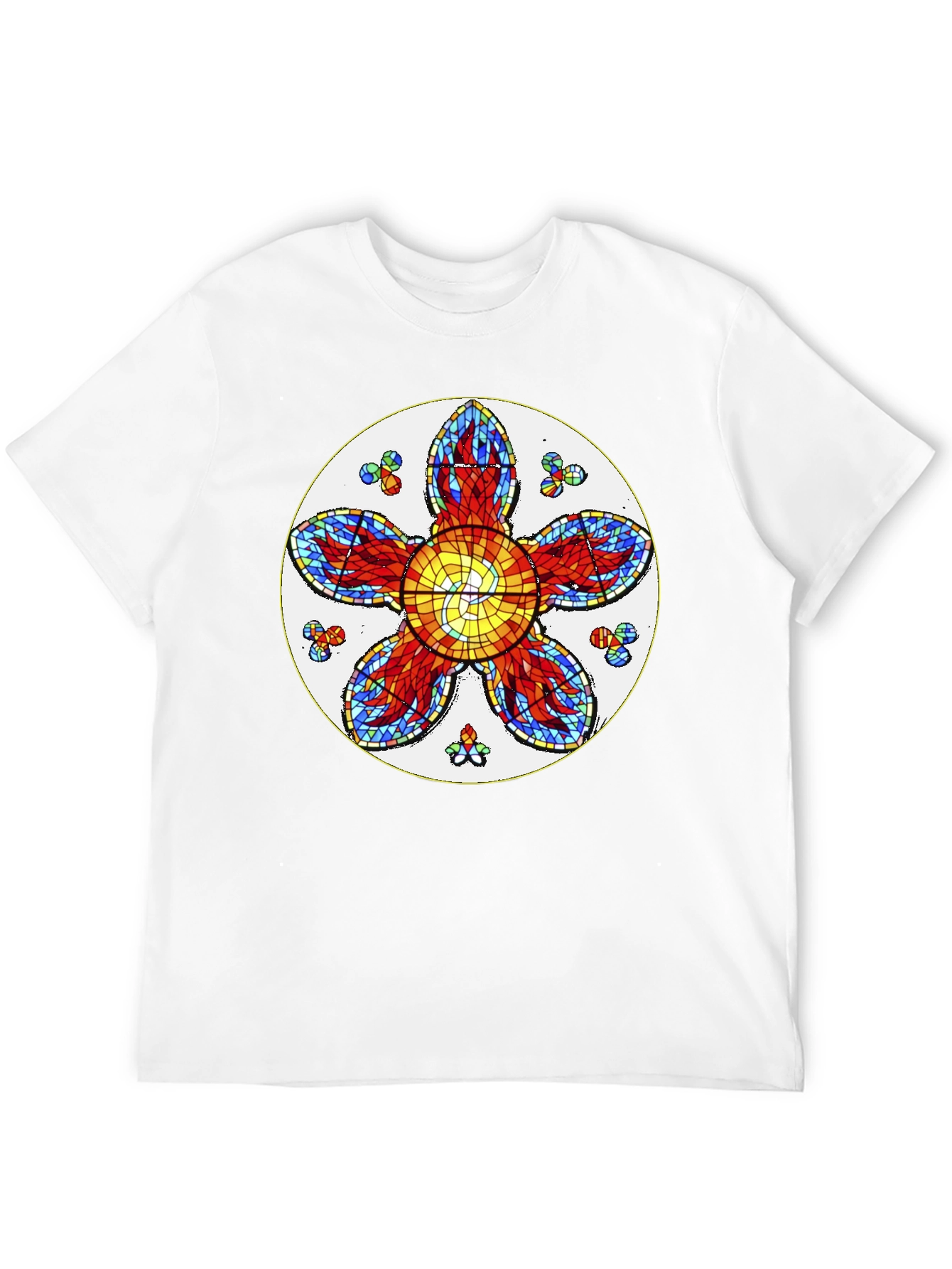 Floral Stained Glass Graphic Tee - Unique Design