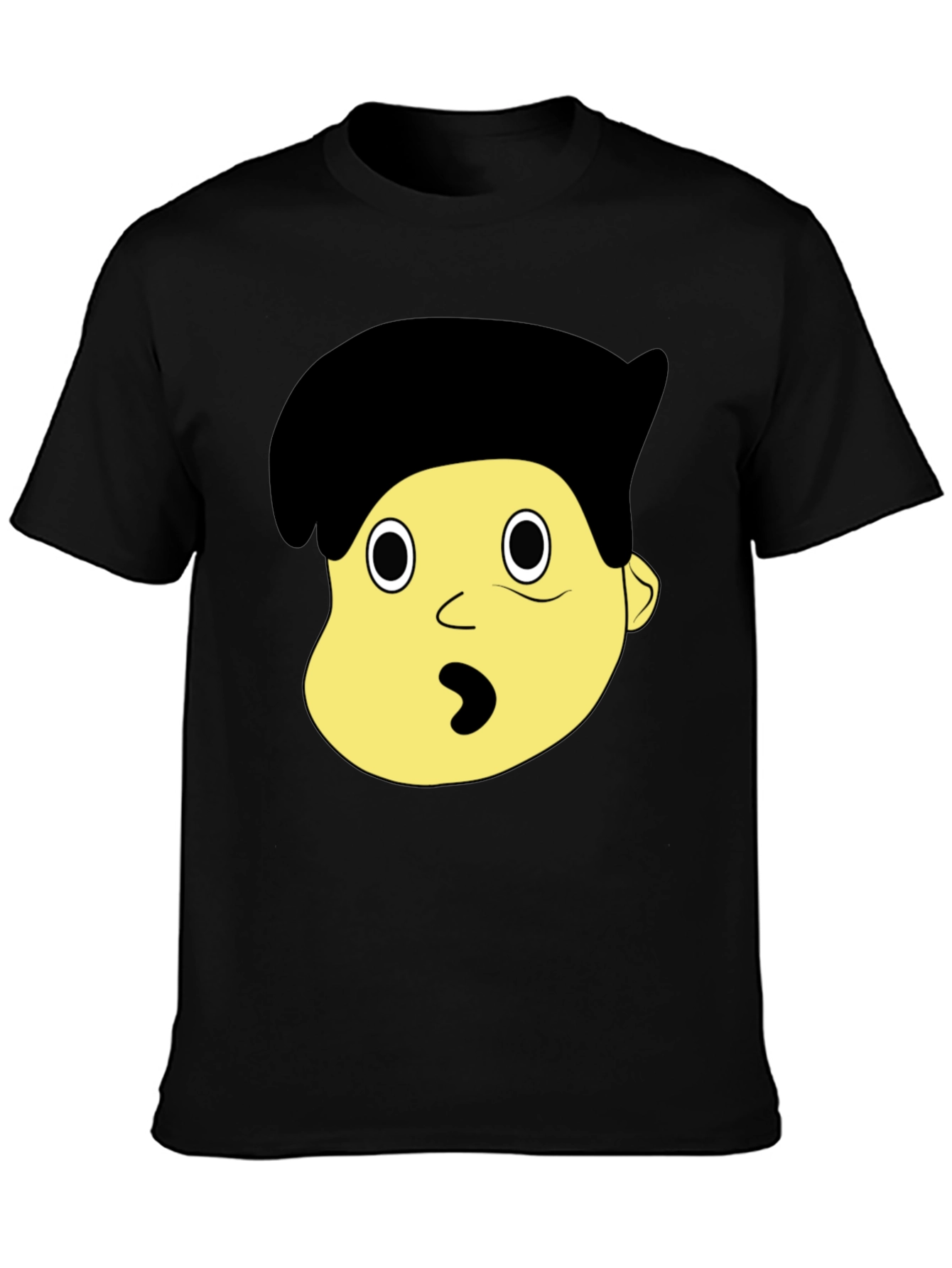 Cartoon Character Face Graphic Black T-Shirt