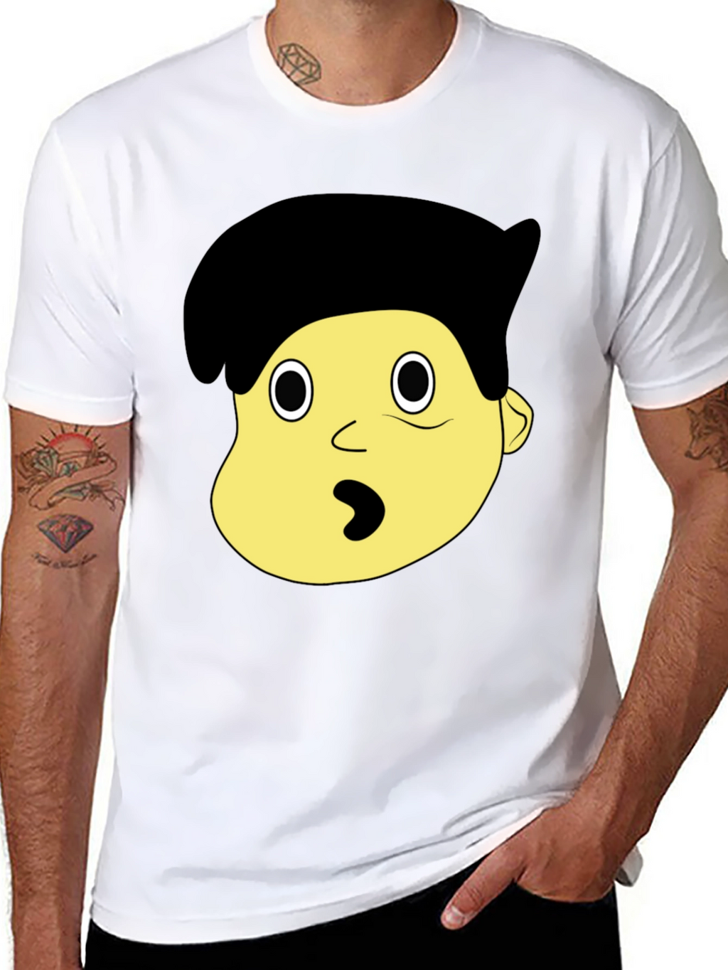 Cartoon Character Face Graphic Black T-Shirt