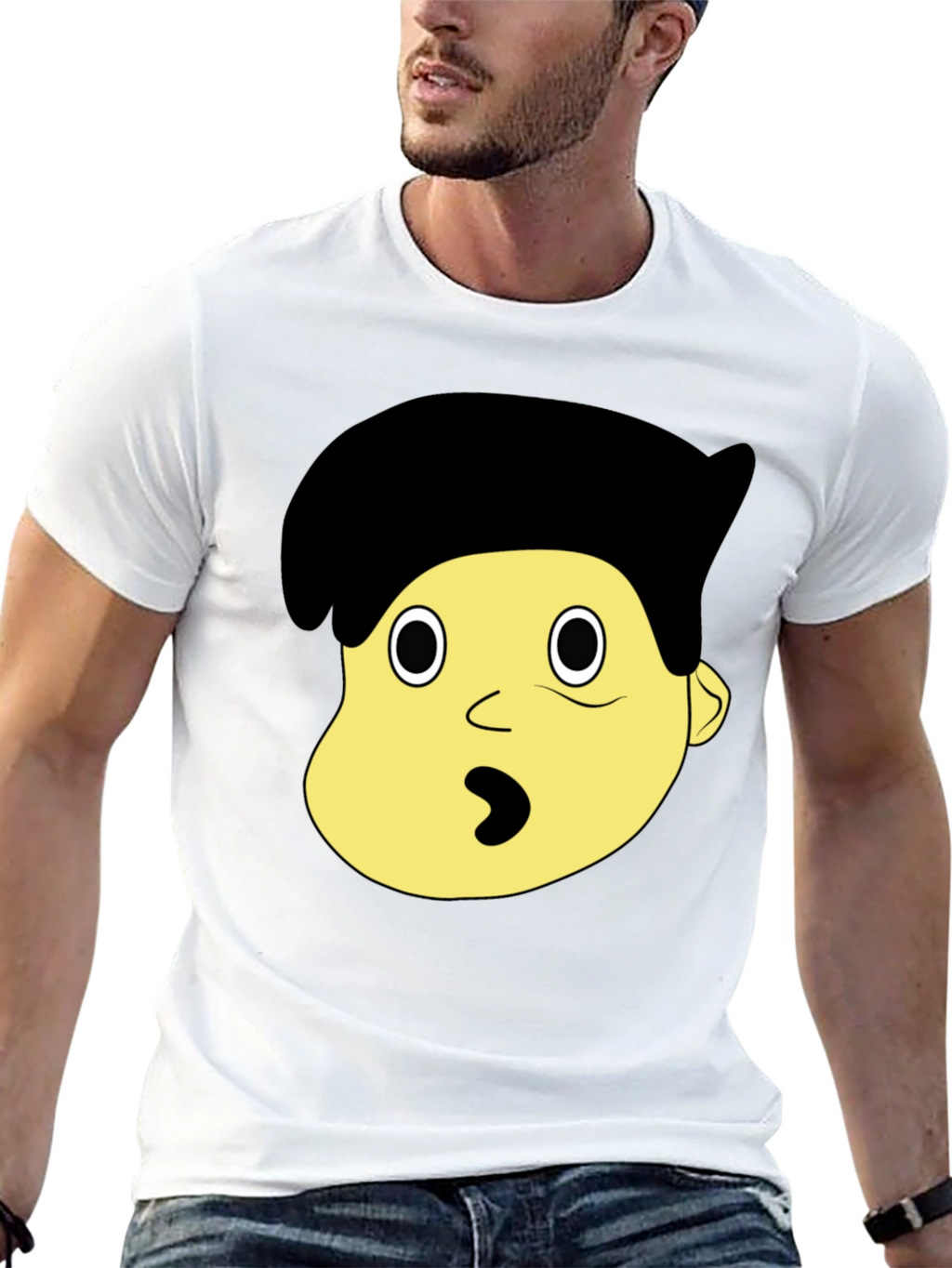 Cartoon Character Face Graphic Black T-Shirt