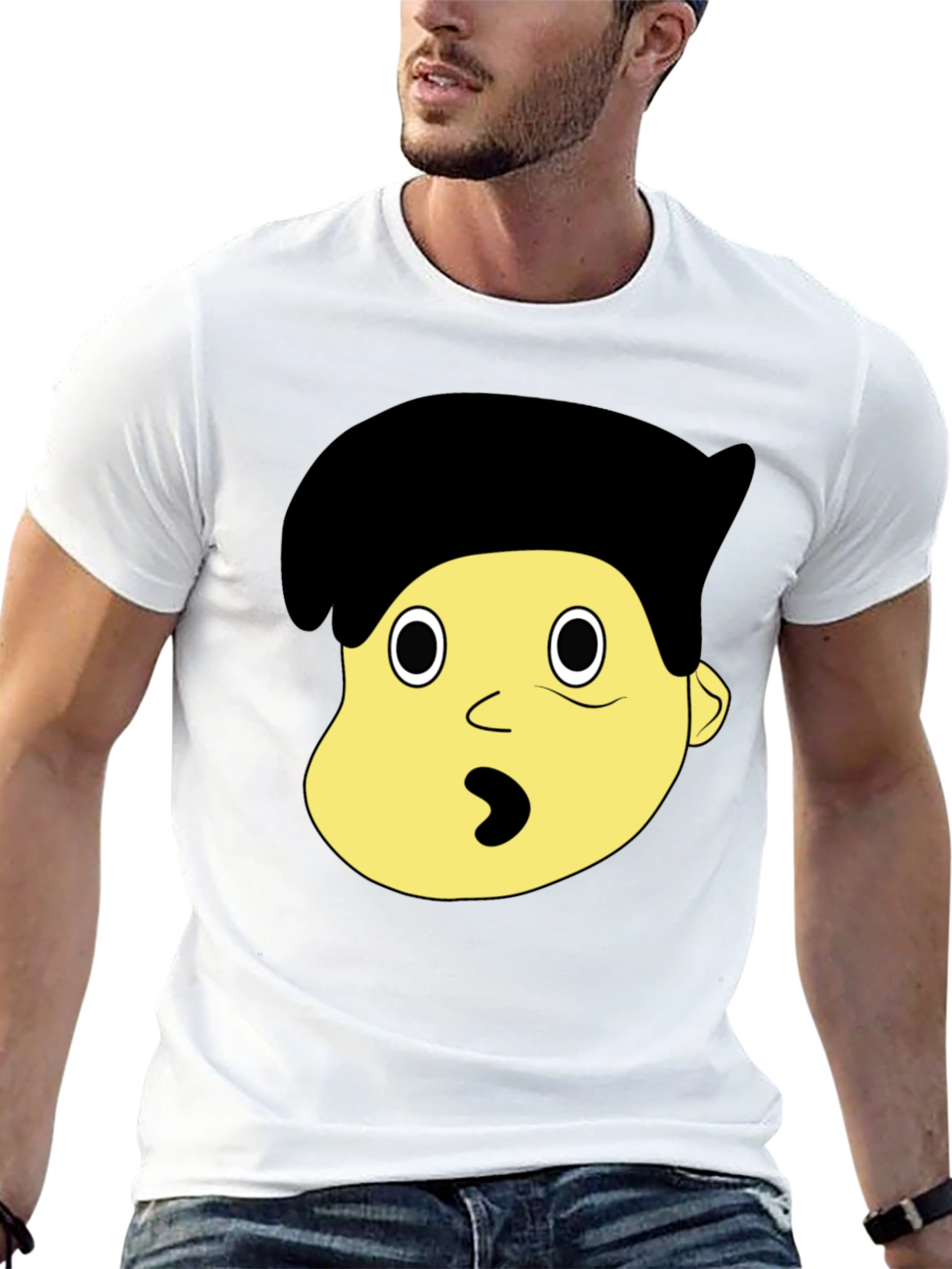 Cartoon Character Face Graphic Black T-Shirt