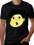 Cartoon Character Face Graphic Black T-Shirt