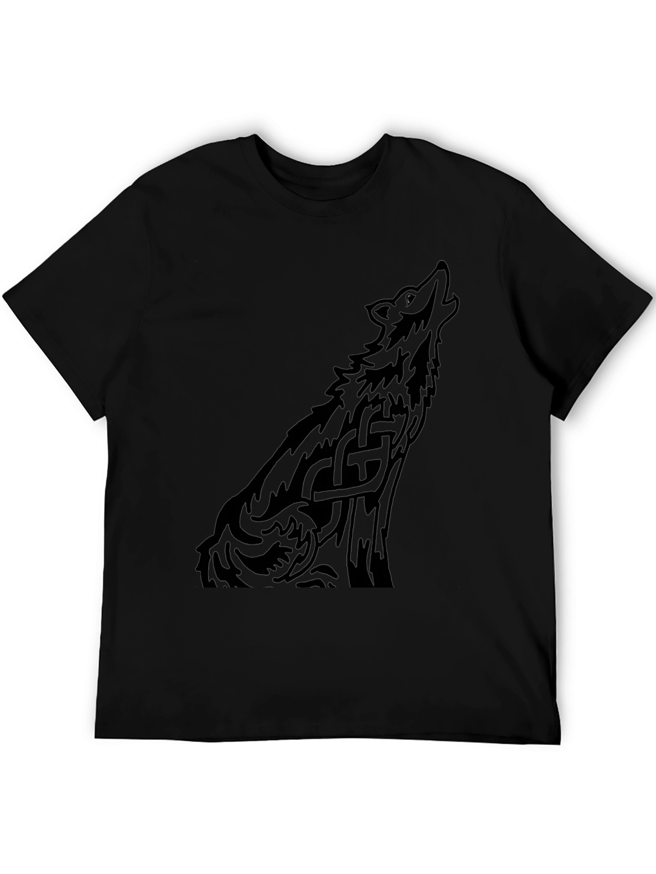 Mens Black Wolf Graphic Print T-Shirt