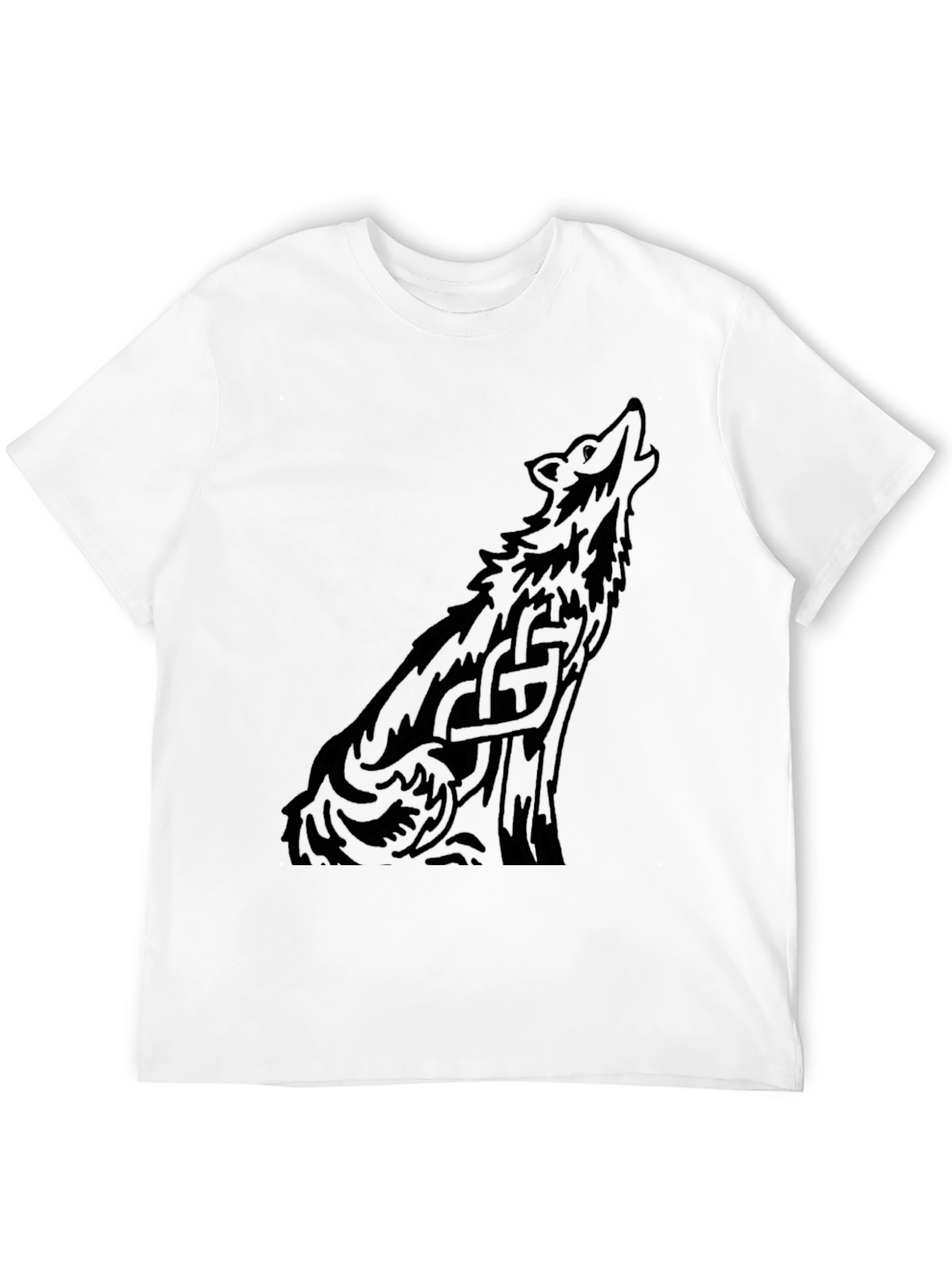 Mens Black Wolf Graphic Print T-Shirt
