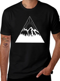 Mountain Peak Graphic Tee - Black Cotton Blend