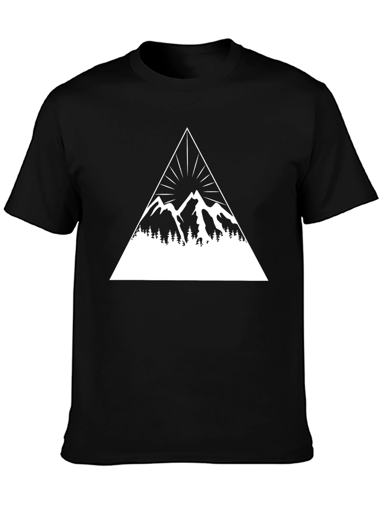 Mountain Peak Graphic Tee - Black Cotton Blend