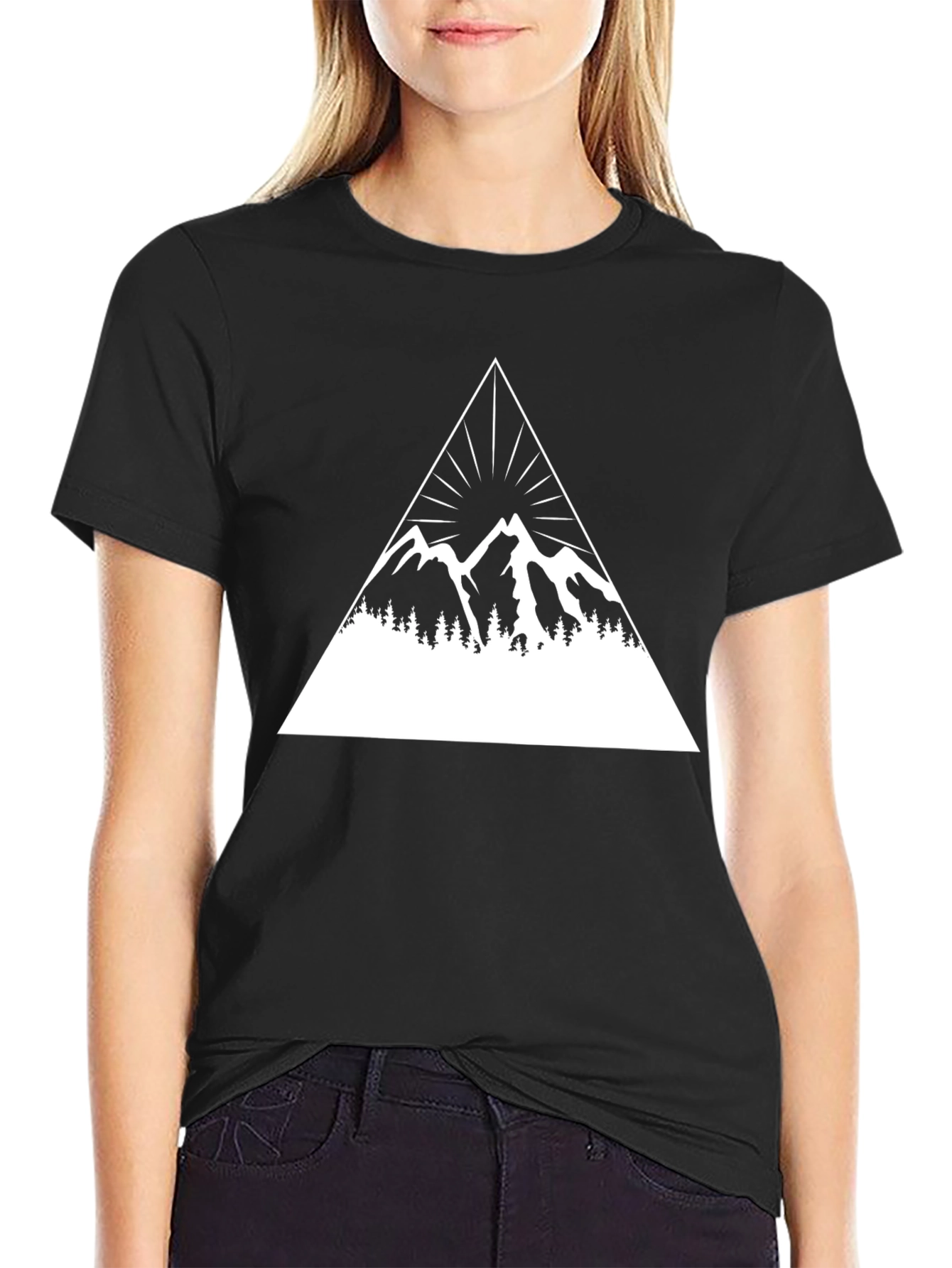 Mountain Peak Graphic Tee - Black Cotton Blend
