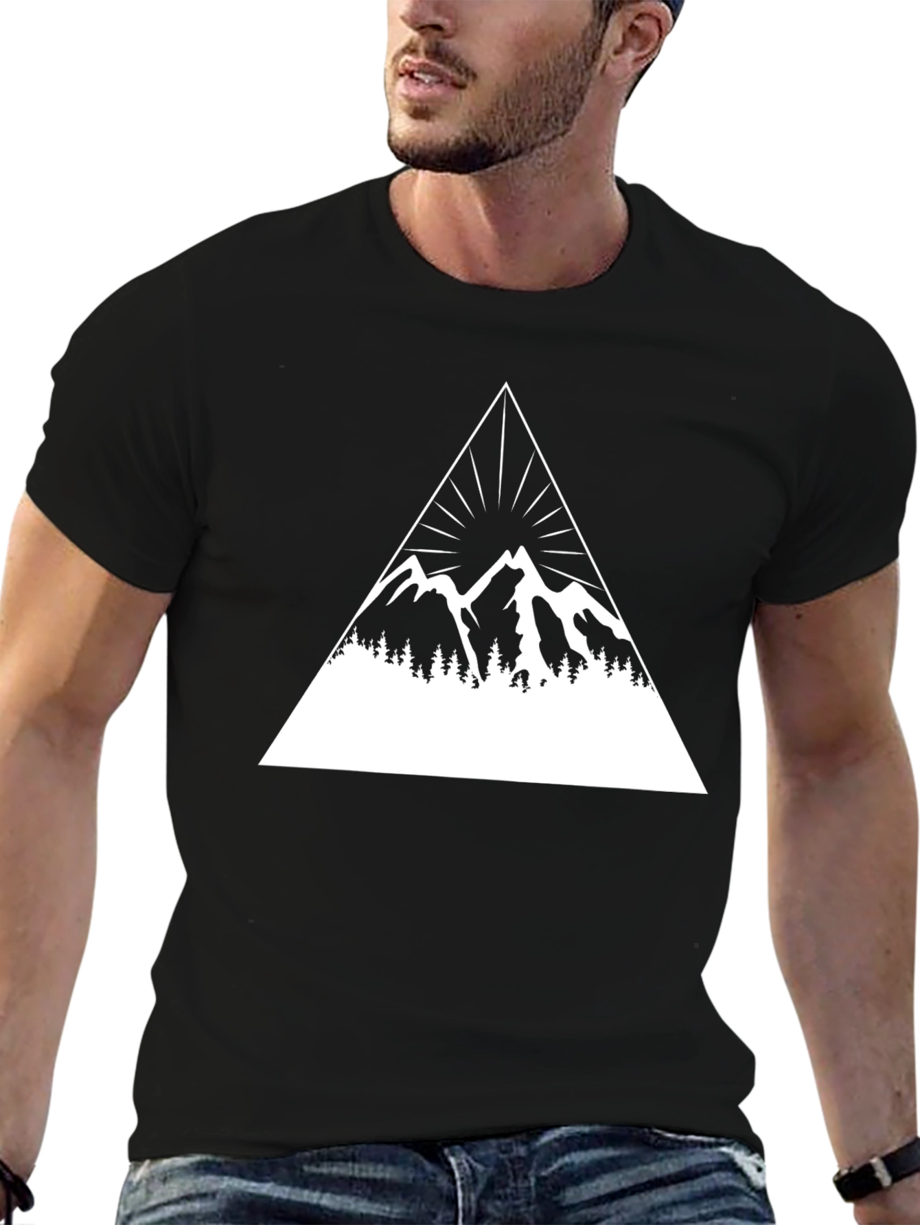 Mountain Peak Graphic Tee - Black Cotton Blend