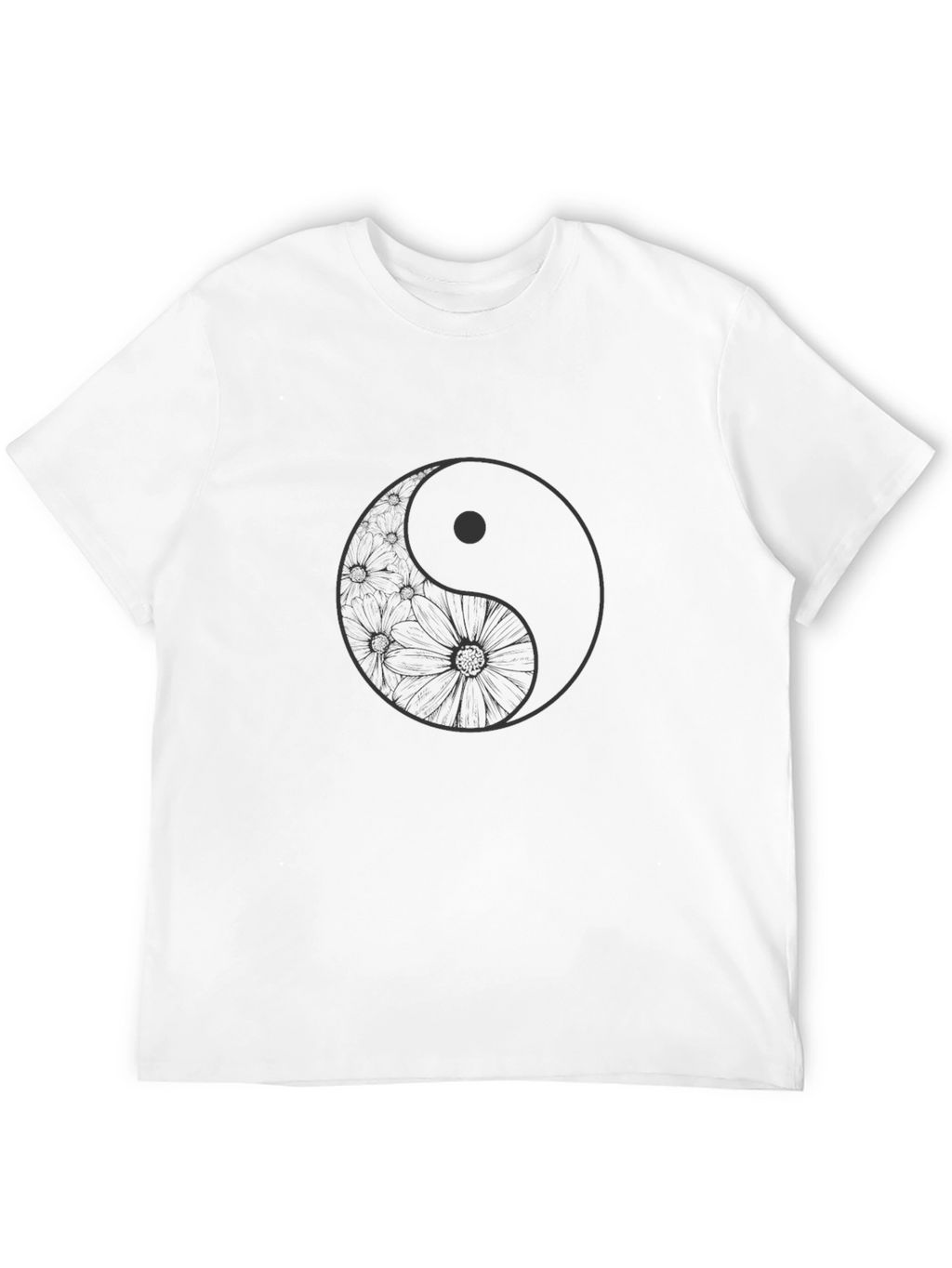 Yin Yang Floral Graphic T-Shirt - Black