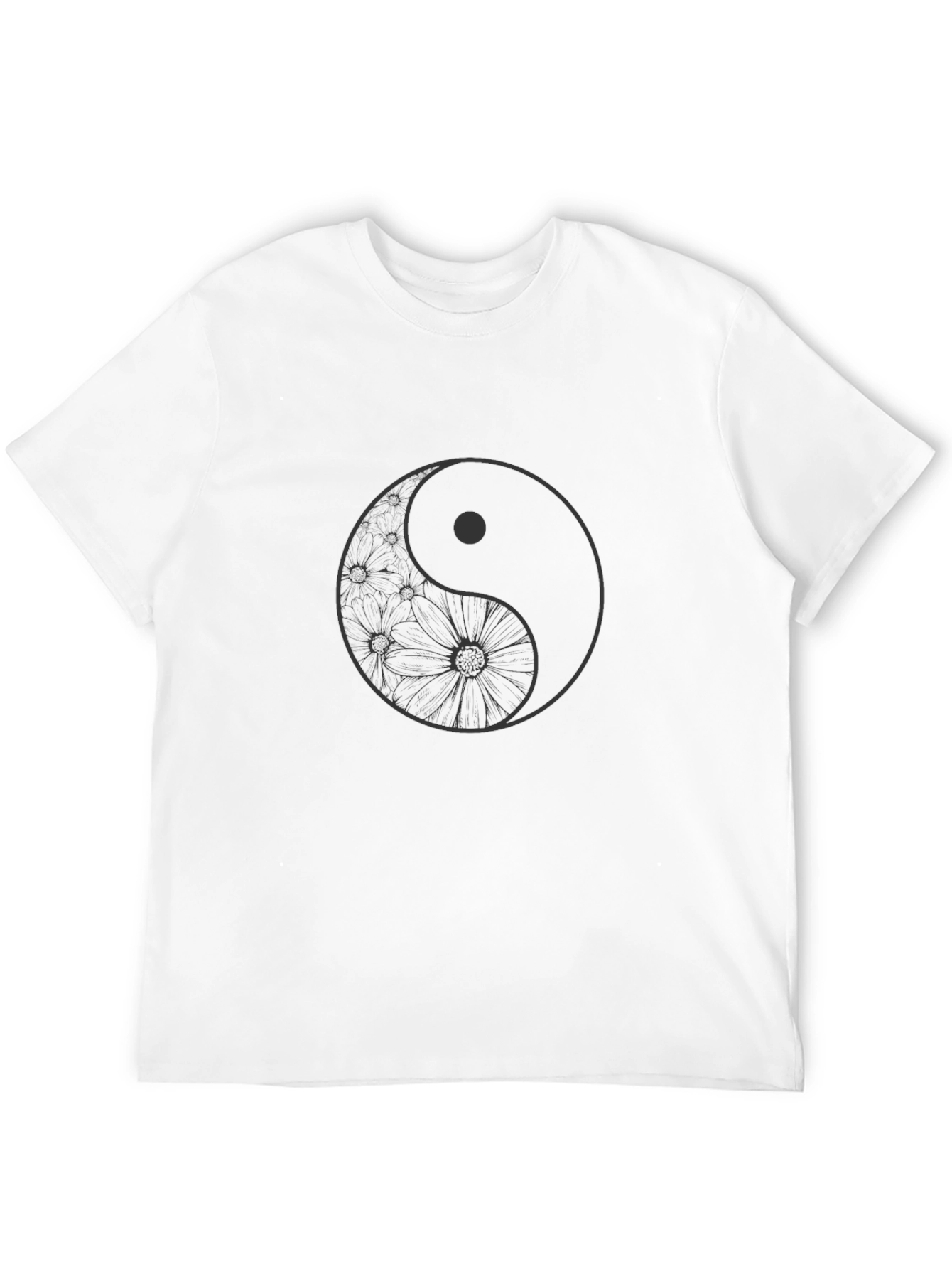 Yin Yang Floral Graphic T-Shirt - Black