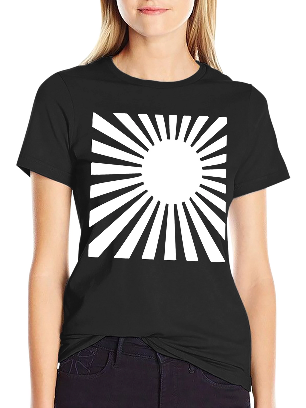 Rising Sun Graphic Tee - Black Cotton Casual Shirt
