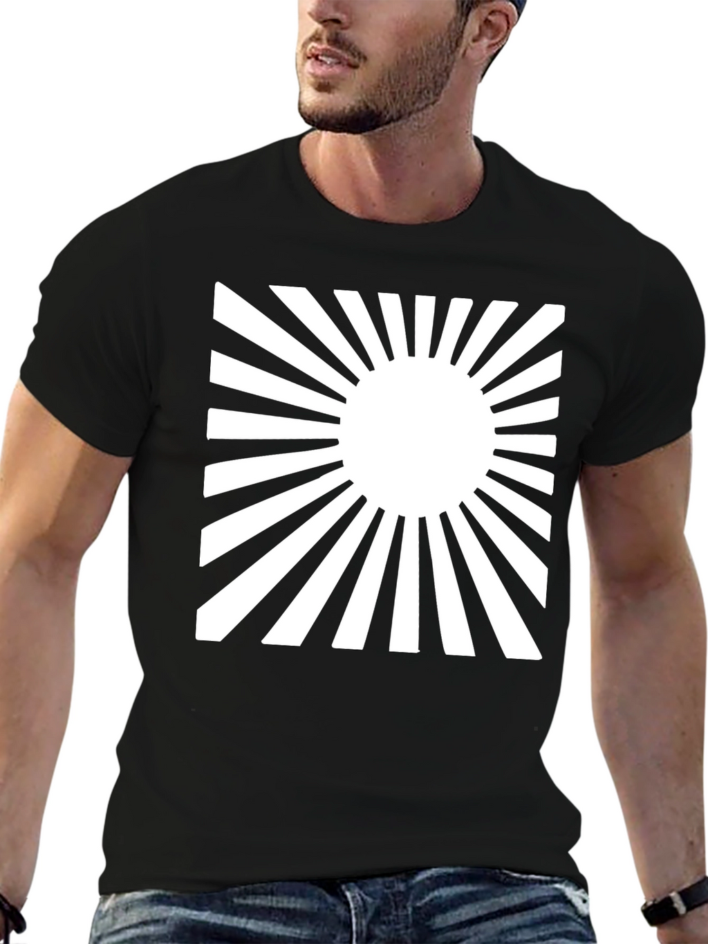 Rising Sun Graphic Tee - Black Cotton Casual Shirt