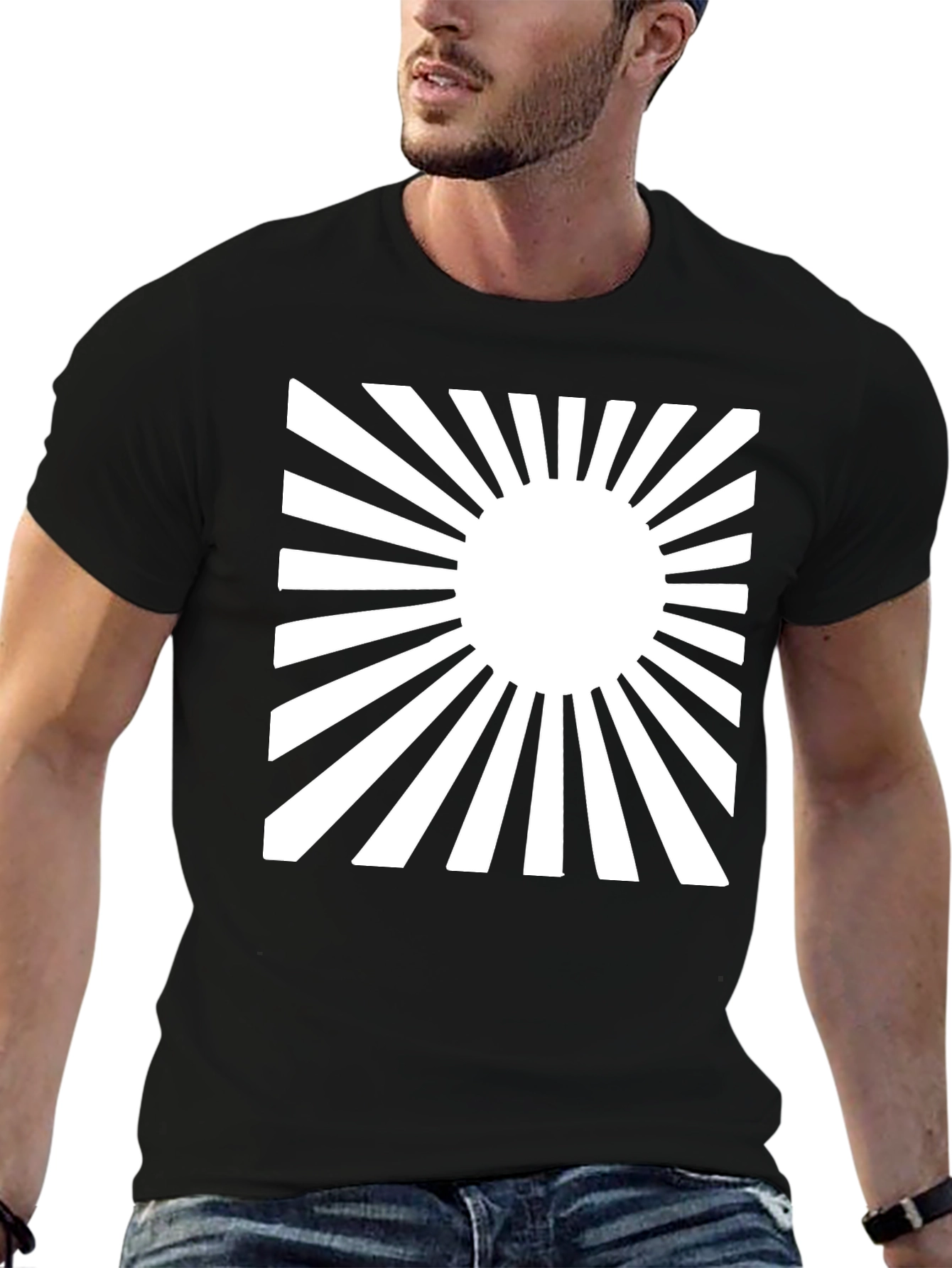 Rising Sun Graphic Tee - Black Cotton Casual Shirt