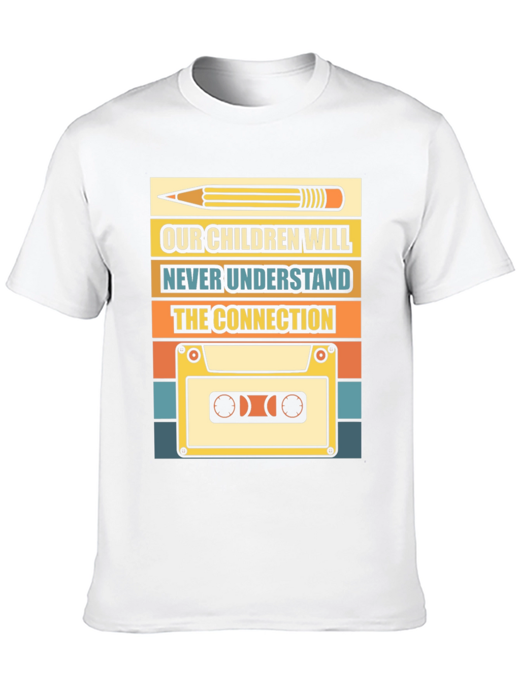 Retro Cassette Tape & Pencil T-Shirt