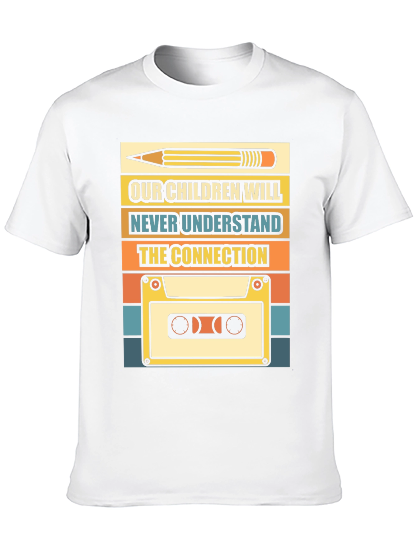 Retro Cassette Tape & Pencil T-Shirt