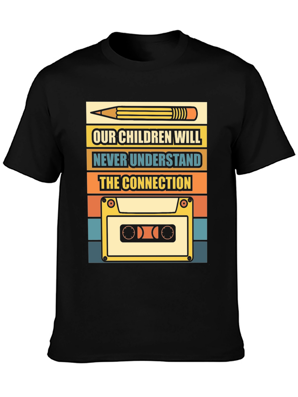 Retro Cassette Tape & Pencil T-Shirt