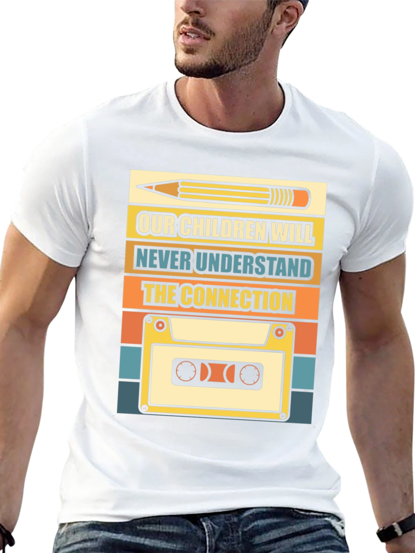 Retro Cassette Tape & Pencil T-Shirt