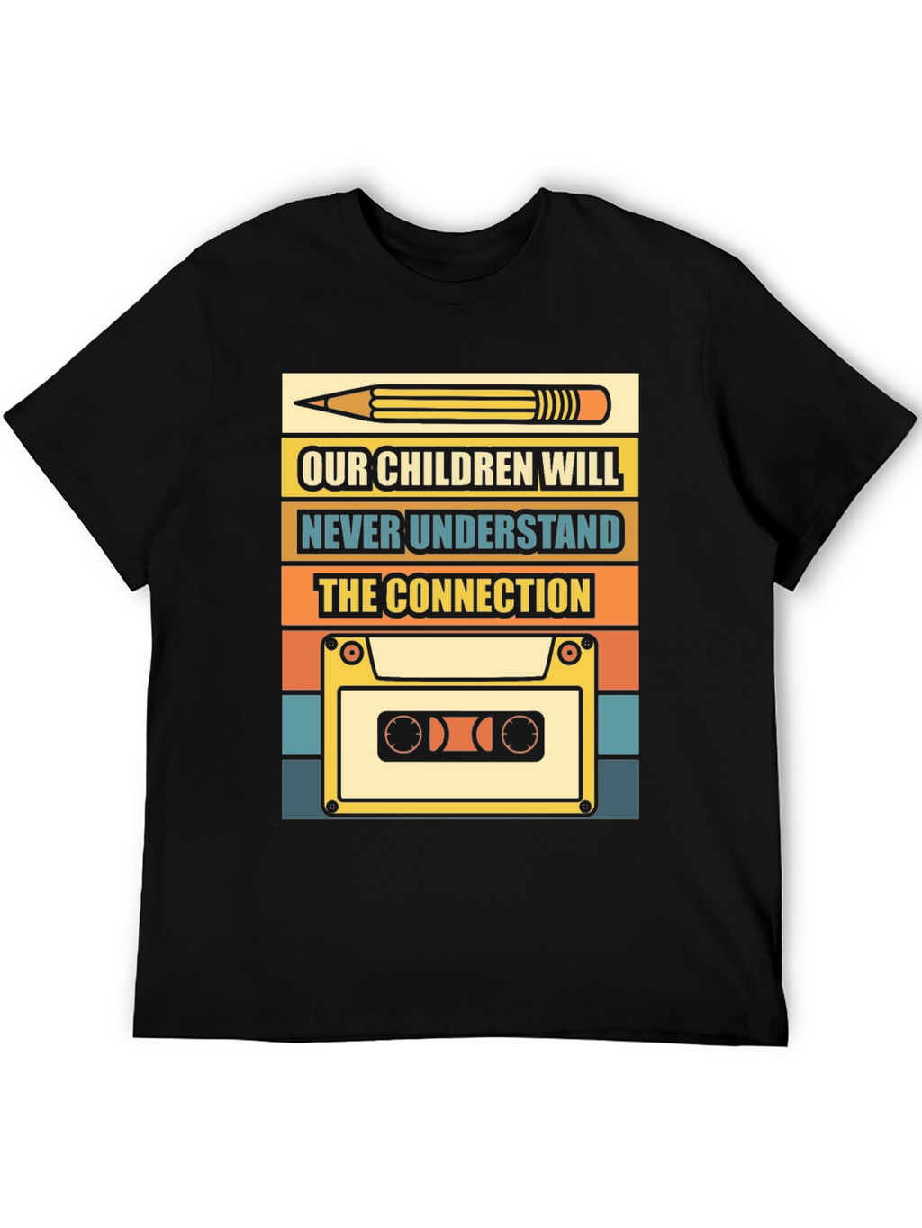 Retro Cassette Tape & Pencil T-Shirt