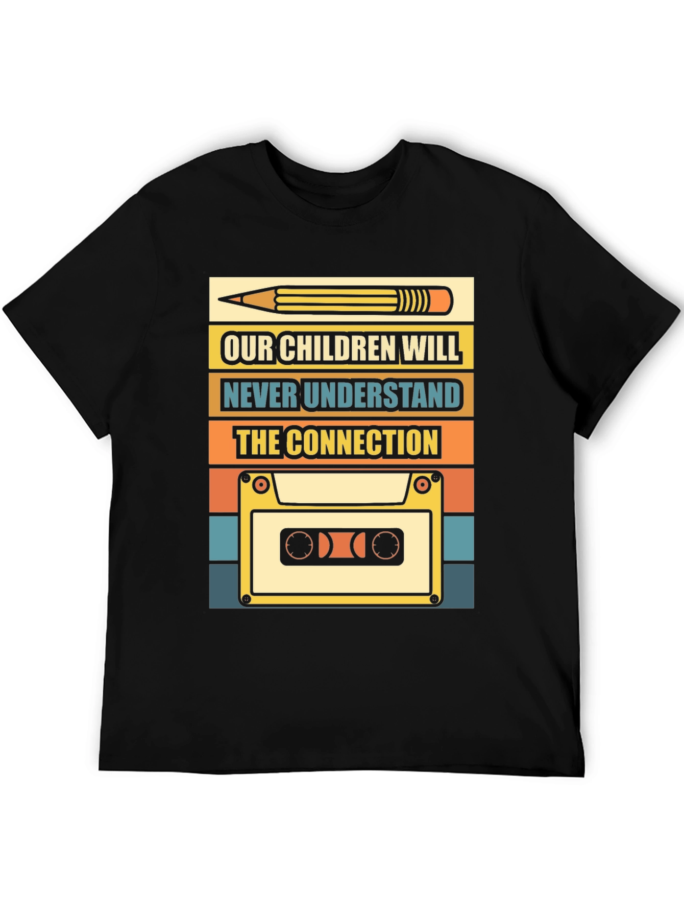Retro Cassette Tape & Pencil T-Shirt