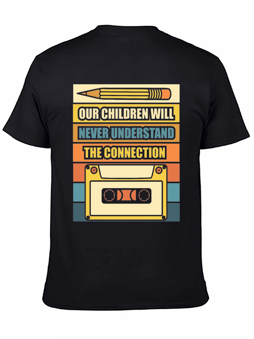 Retro Cassette Tape & Pencil T-Shirt