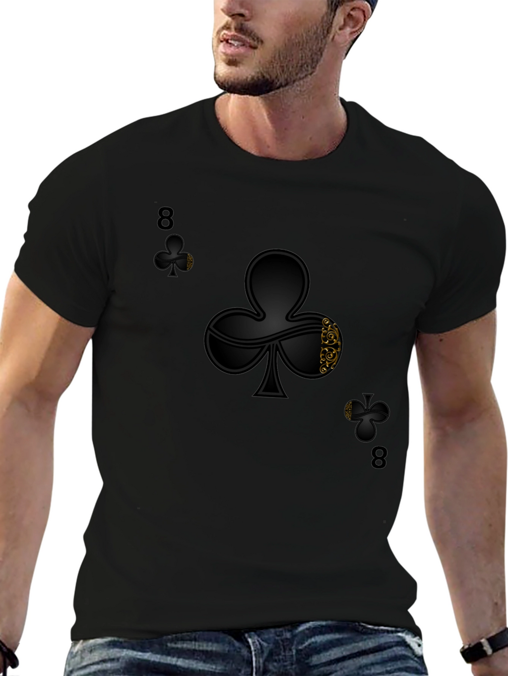 8 of Clubs Graphic Tee - Stylish Black T-Shirt