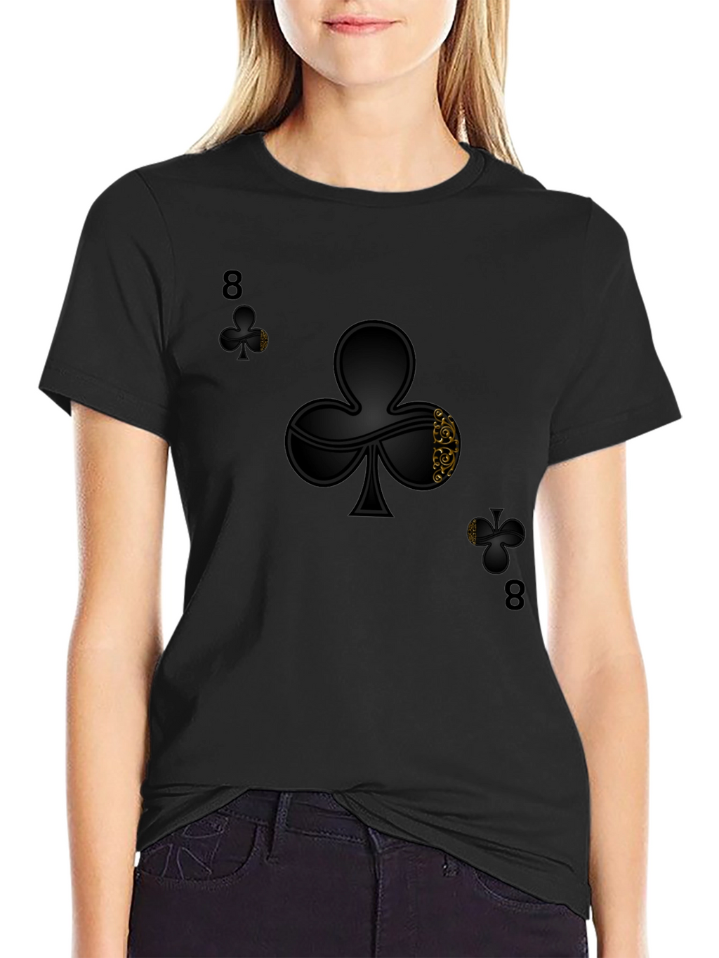 8 of Clubs Graphic Tee - Stylish Black T-Shirt