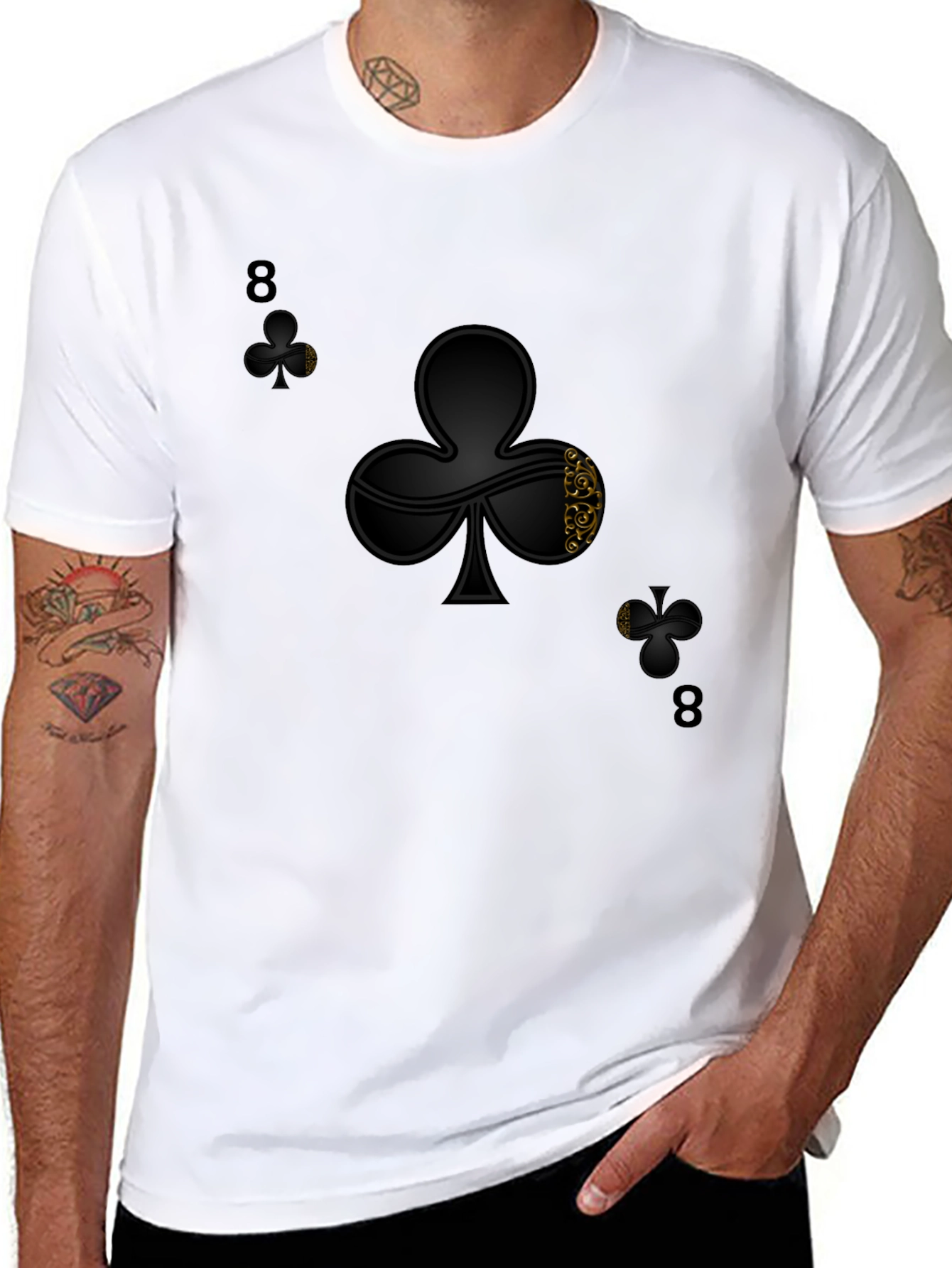 8 of Clubs Graphic Tee - Stylish Black T-Shirt