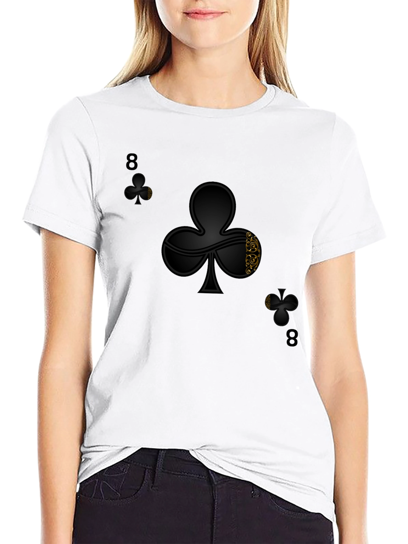 8 of Clubs Graphic Tee - Stylish Black T-Shirt