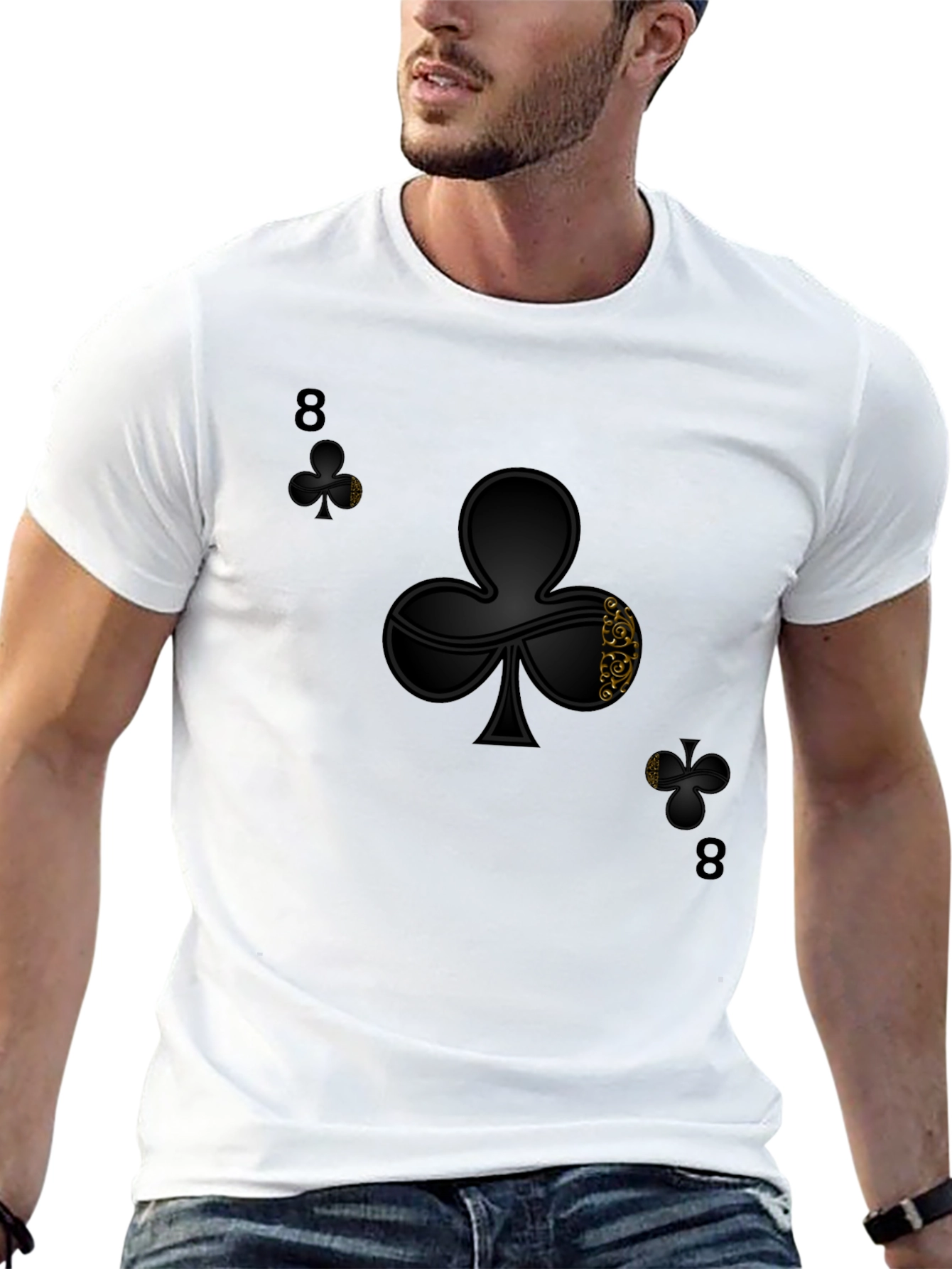 8 of Clubs Graphic Tee - Stylish Black T-Shirt