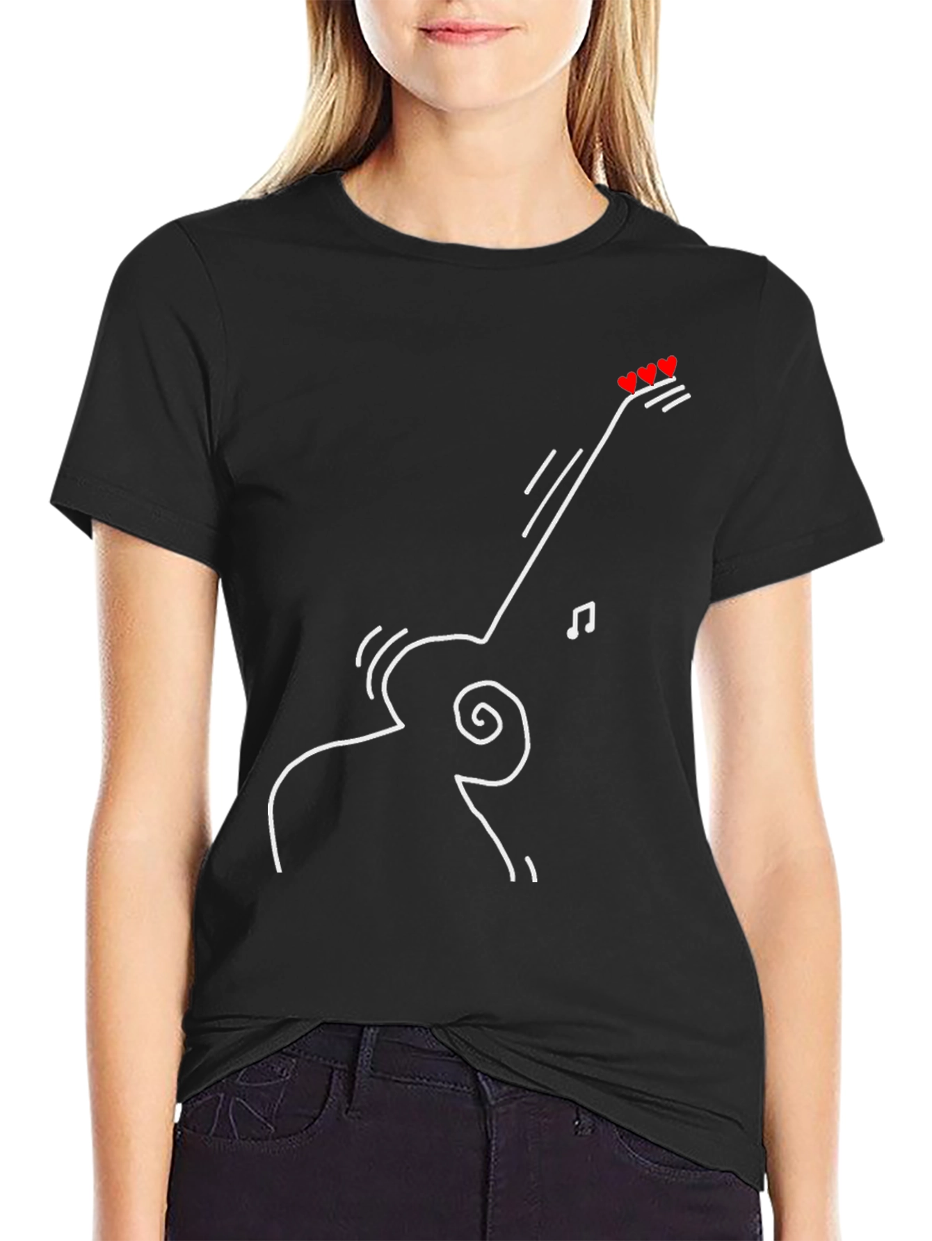 Guitar Heart Tee - Black Graphic T-Shirt