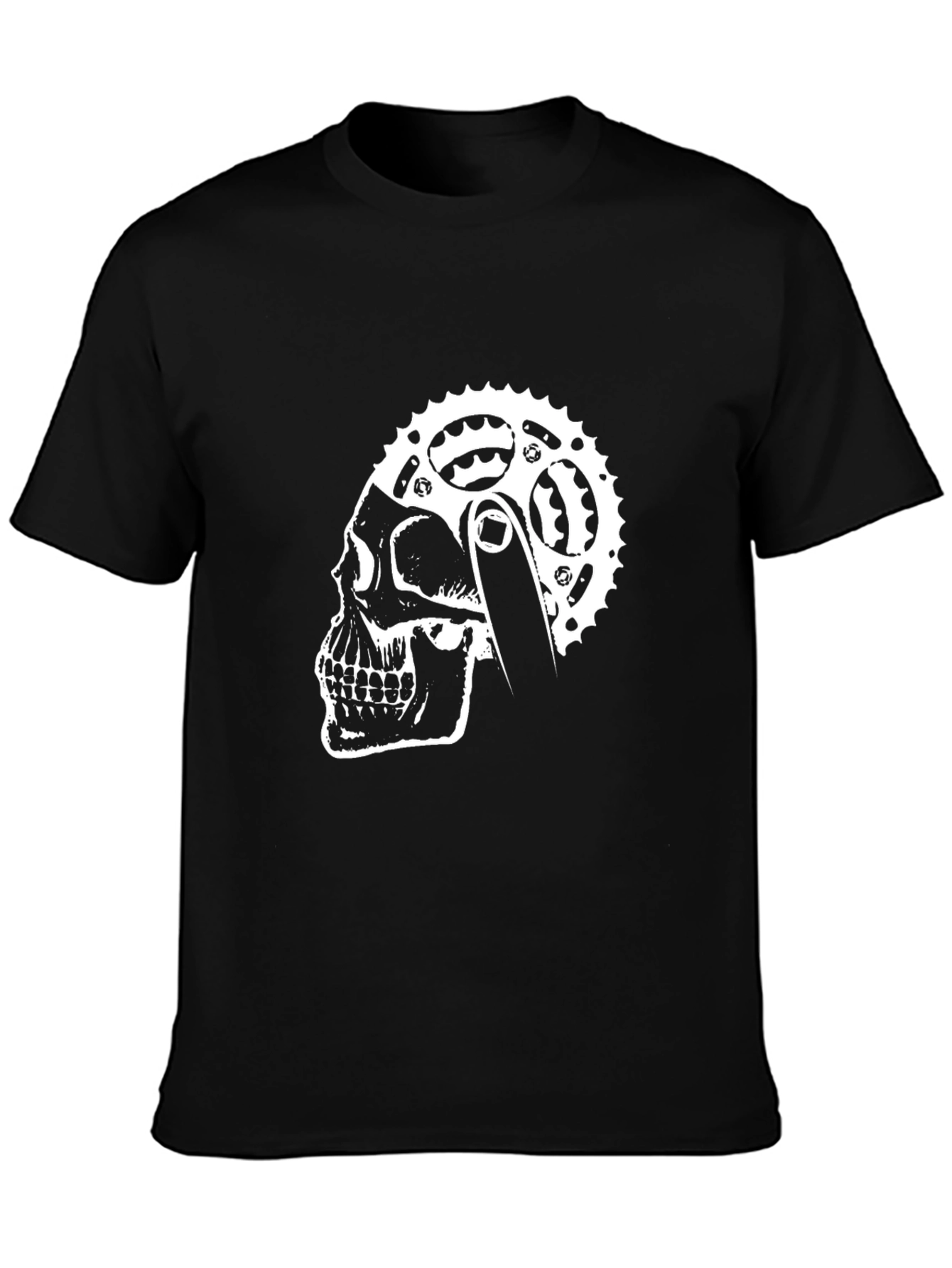 Skull Bike Chain Graphic Tee - Cool Biker Style