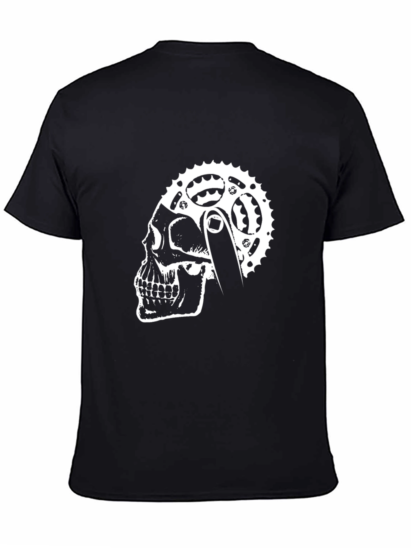 Skull Bike Chain Graphic Tee - Cool Biker Style