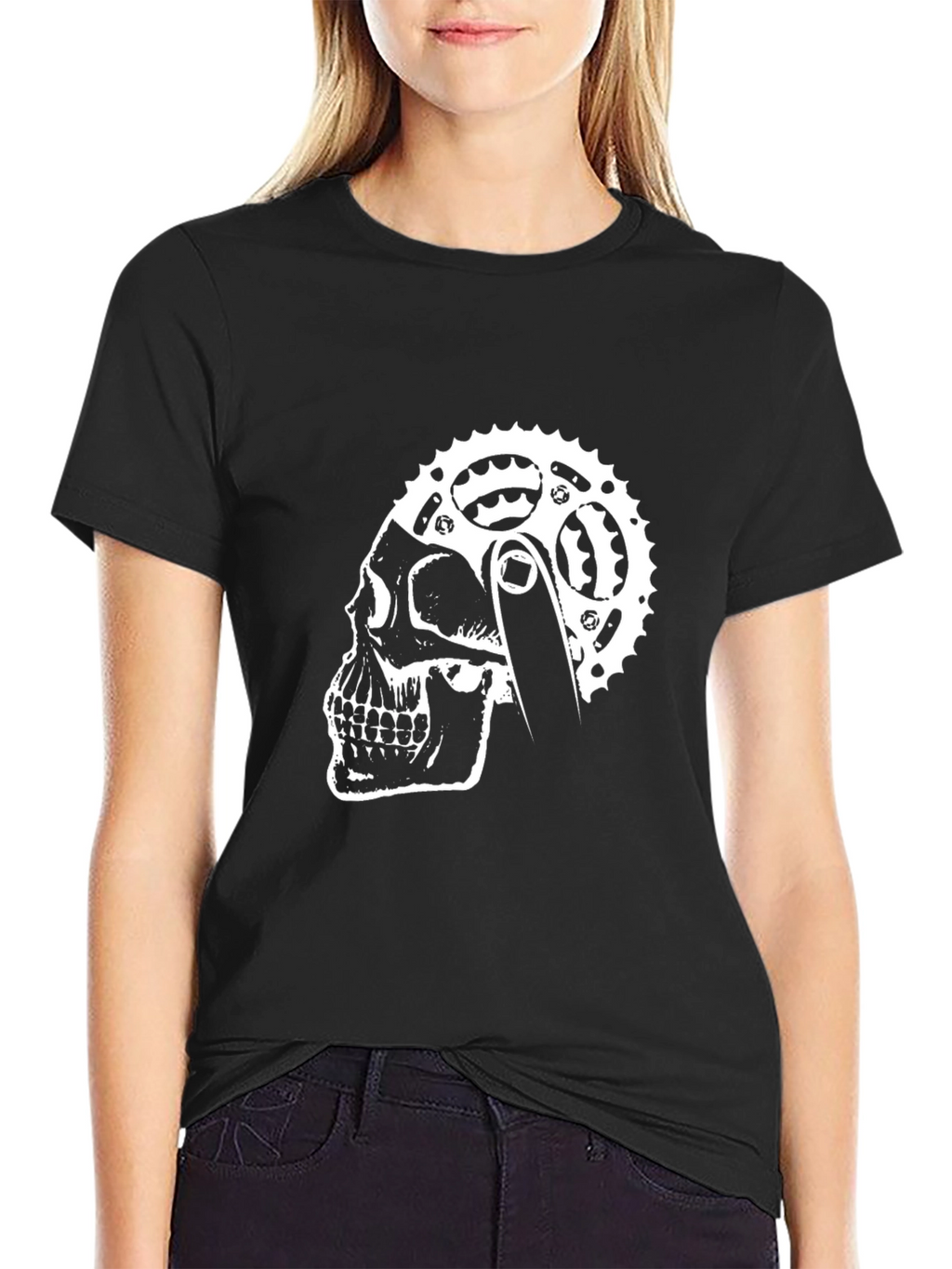 Skull Bike Chain Graphic Tee - Cool Biker Style