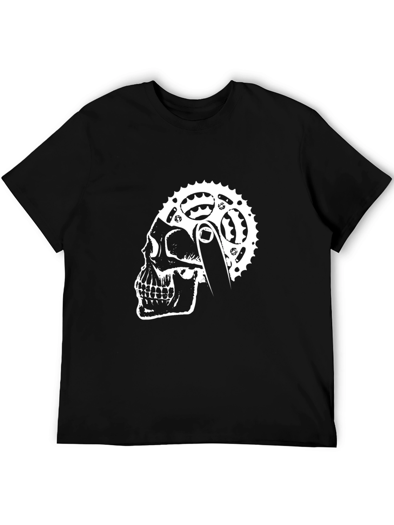Skull Bike Chain Graphic Tee - Cool Biker Style