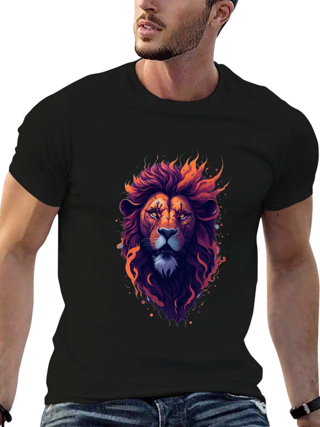 Lion Graphic Tee - Bold Artistic Design