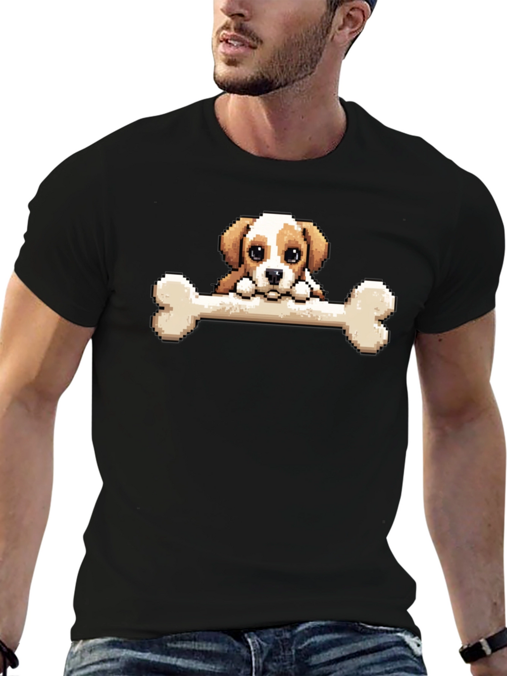 Pixel Dog Bone T-Shirt - Cute Graphic Tee