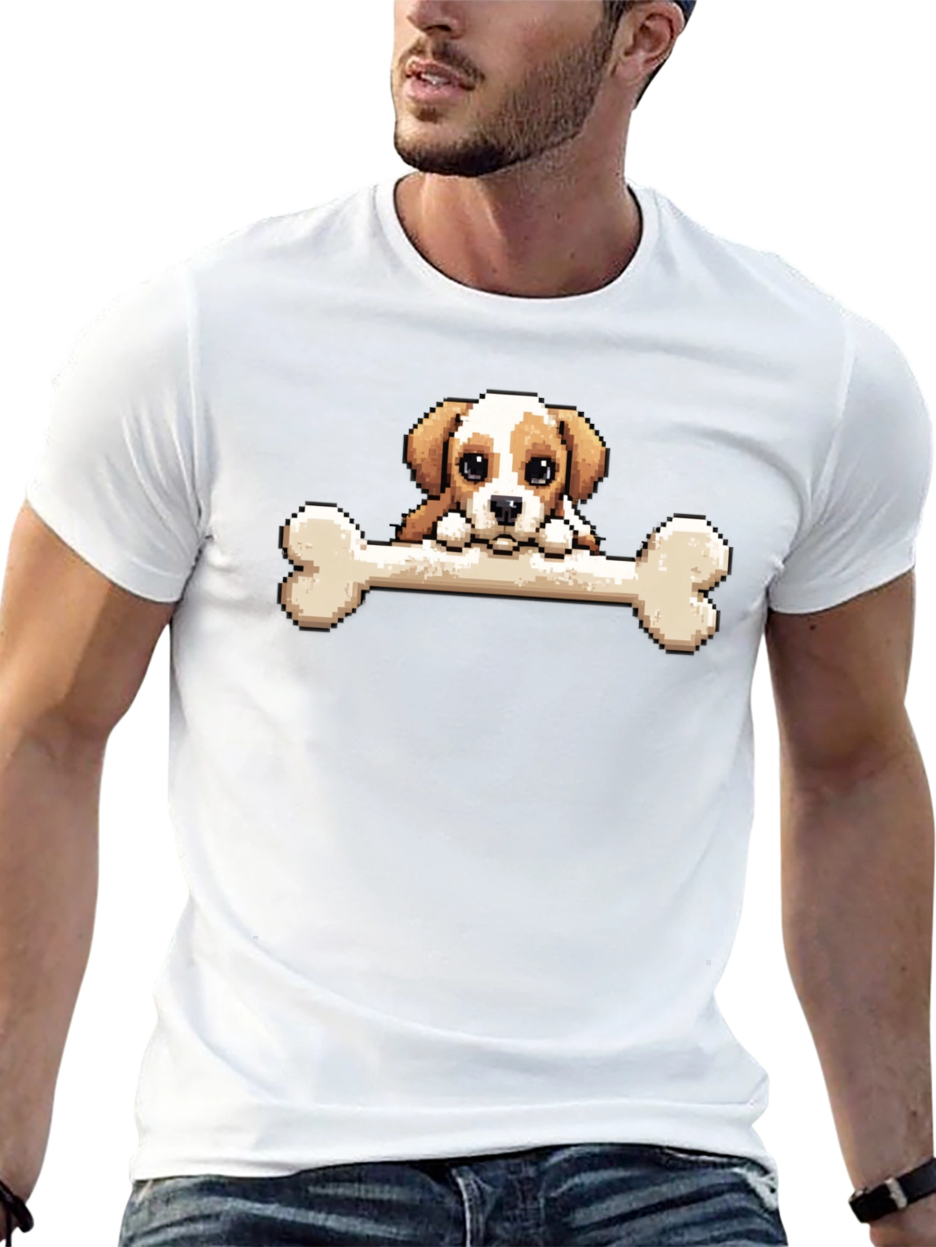 Pixel Dog Bone T-Shirt - Cute Graphic Tee