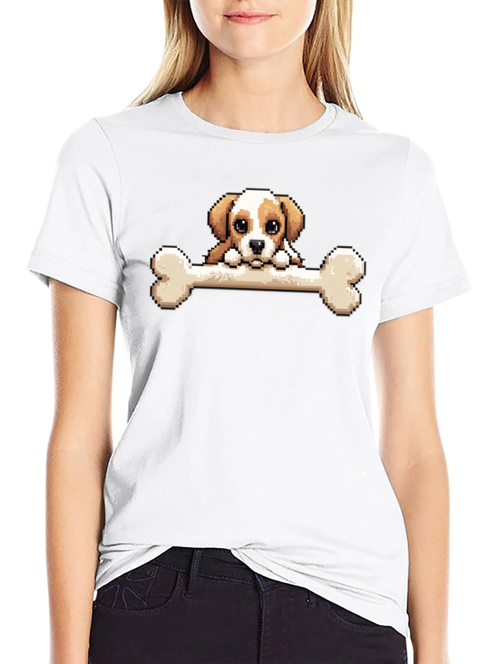 Pixel Dog Bone T-Shirt - Cute Graphic Tee