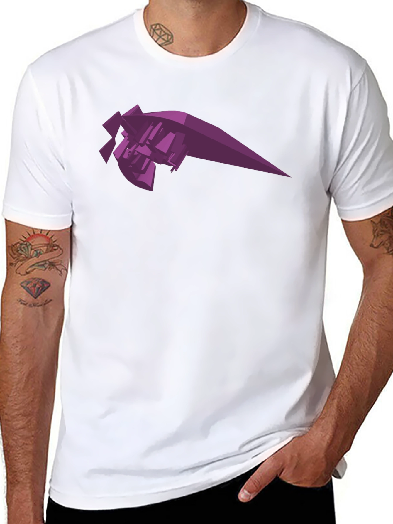 Abstract Geometric Purple Graphic Tee