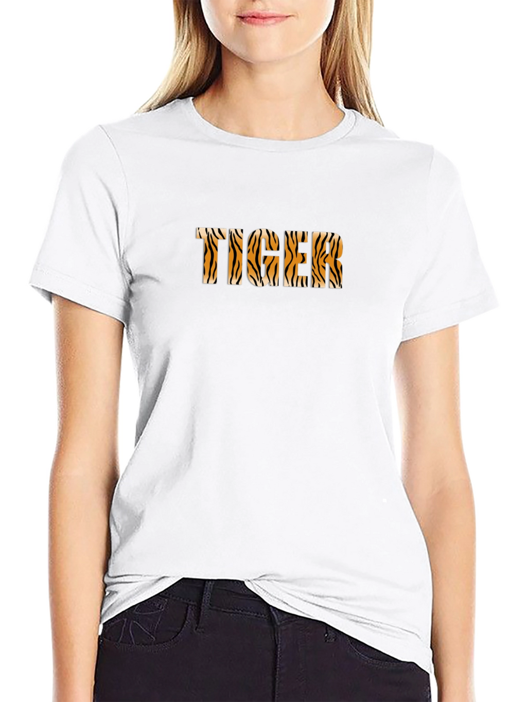 Tiger Print Graphic Tee - Black Casual Shirt