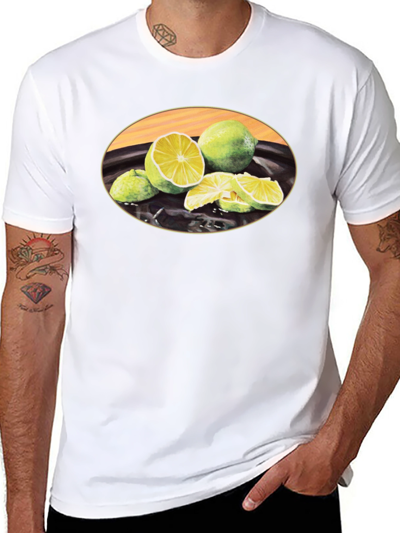 Lime Fruit Graphic Black T-Shirt