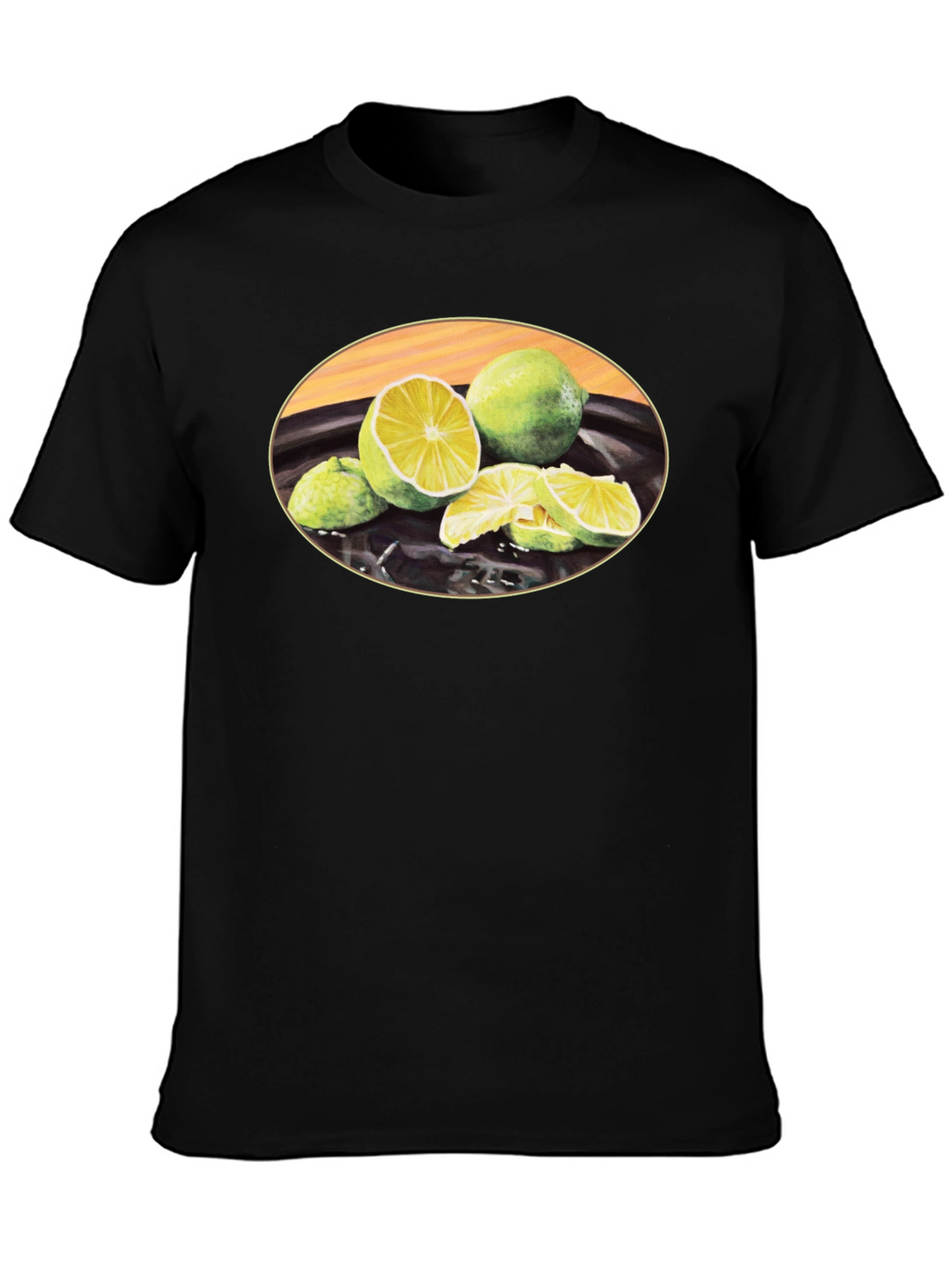 Lime Fruit Graphic Black T-Shirt